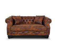 Faux Leather Suede Brown Richmond 2 Seater Chesterfield Sofa