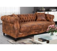 Faux Leather Suede Brown Richmond 3 Seater Chesterfield Sofa
