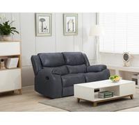 Faux Leather Suede Grey Naples 2 Seater Manual Recliner Sofa