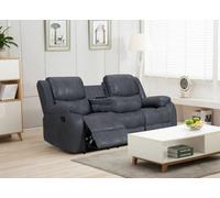 Faux Leather Suede Grey Naples 3 Seater Manual Recliner Sofa