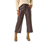 Faux Leather Wide Leg Crop Trousers Roman Chocolate 14