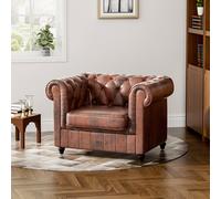 Faux Leather Wingback Chesterfield Style Armchair Tub Club Chair