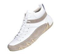 Faux Leather Work Boots for Man Driving Shoes Non-Slip Hiking Boots Lace Up Flat Bottom Walking Boot Comfortable Ankle Boot Hard Wearing Outdoor Shoes Retro Fashion Loafers