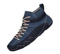 Faux Leather Work Boots for Man Driving Shoes Non-Slip Hiking Boots Lace Up Flat Bottom Walking Boot Comfortable Ankle Boot Hard Wearing Outdoor Shoes Retro Fashion Loafers