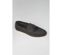 Faux Leather Woven Loafers Brave Soul Grey 8