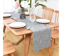 Faux Linen Double Layer Table Runner 72 Inch Long Farmhouse Rustic Grey Table Runners Thick Reversible Coffee Rectangle Runners for Daily Use Dining Table Decor 13x72 Inch