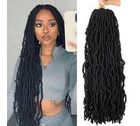 Faux Locs 24 Inch Crochet Hair New Soft Locs 6 Packs/Lot Curly Wavy Pre-Looped Faux Locs Goddess Synthetic Fiber Hair Extensions (24 Inch, 1B)