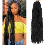 Faux Locs 30 Inch 8 Packs Locs Crochet Hair For Black Women New Soft Locs Curly Wavy Pre-Looped Crochet Hair Crochet Faux Locs Goddess Faux Locs synthetic Hair Extensions (30Inch,1B)