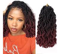 Faux Locs Crochet Hair 10 Inch 6 Packs 3 Tone Ombre Red Goddess Locs Crochet Hair for Black Women, Prelooped Gypsy locs Crochet Hair for kids Wavy Dreadlocks Crochet Hair Extensions, 1B/99j/530