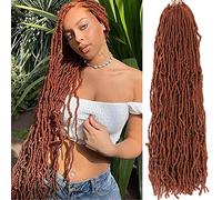 Faux Locs Crochet Hair Copper Red Soft Locs 30 Inch 7 Packs Ginger Long Crochet Braids Goddess Locs Natural Synthetic Pre Looped Crochet Braids for Butterfly Curls 30 Inch 7 Pack