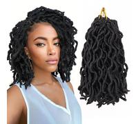 Faux Locs Crochet Hair Extensions 10 Inch 6 Packs - Goddess Locs & Boho Dreadlocks Synthetic Braiding Hair for Black Women & Kids,1B