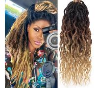 Faux Locs Crochet Hair For Women Soft Locs 24 Inch Goddess Crochet Hair Curly Ends Dreadlocks Boho Style Synthetic Braiding Hair Extensions(6 Packs,1b/30/27)