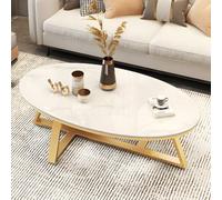 Faux Marble and Stone Coffee Table Cross Legs Cocktail Table Nordic Slate Oval Coffee Table Living Room Home Marble Coffee Table Grey/White Table Top Gold Table Base 47" L x 24" W x 18" H