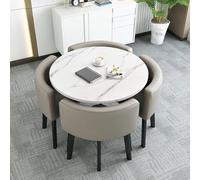 Faux Marble Dining Table Set for 4 - Stylish Round/Square Coffee Table with 4 Chairs Modern Reception Table & Chair Combo for Home Office Apartment Use