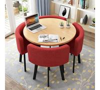Faux Marble Round Dining Table Set for 4 - Modern Kitchen & Office Chairs with Sturdy Metal e, Space-Saving Design for Home & Apartment Dining