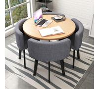 Faux Marble Round Dining Table Set for 4 with Chairs Space-Saving Kitchen & Office Table Metal Design for Home & Apartment Elegant Conference Furniture