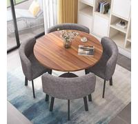 Faux Marble Round Dining Table Set for 4 with Chairs, Space-Saving Kitchen & Office Table with Strong Metal e, Modern Conference Table for Home & Apartment