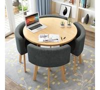 Faux Marble Round Dining Table Set for 4 with Metal Chairs Space-Saving Kitchen & Office Table and Chair Set Modern Conference Furniture for Home & Apartment