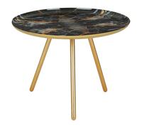 Faux Marble Side Table with Gold Accents Multi-Coloured