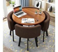 Faux Marble Small Round Dining Table Set with 4 Chairs Space-Saving Coffee Table and Chair Combo for Home & Office Stylish Reception Furniture 31 Inch (80cm)