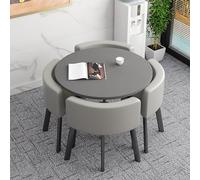 Faux Marble Small Round Dining Table Set with 4 Chairs Space-Saving Coffee Table for Home & Office Perfect Reception Table Combination (31 Inch A1)