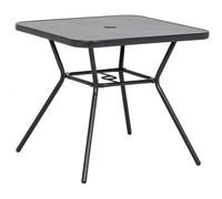 Faux-marbled Patio Table w/ Umbrella Hole: Steel Frame, Balcony-Sized - Outsunny