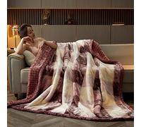 Faux Mink Blanket, Silky Soft Reversible Plush Raschel Blanket, 79" x 91" (180 x 220 cm), 2 Ply for Ultimate Comfort, 8 lbs