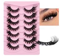 Faux Mink Lashes Fluffy Fox Eye Natural Dramatic Look False Eyelashes Wispy Cat Eye 17MM Fake Lashes Look Like Eyelash Extensions Strip Lashes 7 Pairs Pack