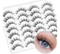 Faux Mink Lashes Fluffy Natural Look 14mm False Lashes Strip Clear Band 14 Pairs False Eyelashes 3D Full Dramatic Eye Fake Eyelashes()