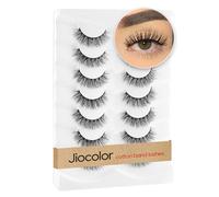 Faux Mink Lashes Natural Look 14mm Wispy 3D 12mm Fake Thin Band Reusable False Lashes Pack 7 Pairs S3[Natural Volume(7mm-13mm), ]