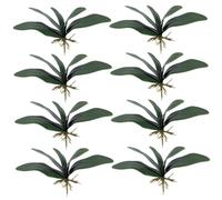 Faux Orchid Stems, 8PCS Plastic Artificial Orchid Leaves, Lifelike Green Leaf Plants for Flowers Arrangements Pot Decor