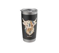 Faux Patchwork Highland Cow Cottagecore Style Stainless Steel Insulated Tumbler