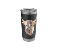 Faux Patchwork Highland Cow Rustic Floral Aesthetic Stainless Steel Insulated Tumbler
