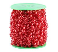 Faux Pearl Bead String, Artificial Pearl Beading for DIY Crafts, 60m Imitation Pearl Strand with Smooth Finish, Wedding and Christmas Decoration Material in White Beige Pink Red Tr (Rosy Gold)