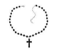 Faux Pearl Choker Necklace with Gothic Pendant, Adjustable Collar Design for Women and Men, Perfect for Daily Wear and Evening