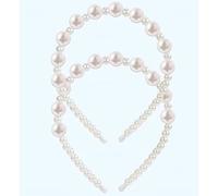 Faux Pearl Hair Band Girls Hair Accessories Premium Metal Bounded Hair Band For Women Stylish Hair Accessories For Women Wedding & Everyday Use- 2 Pcs