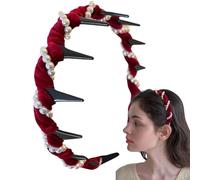 Faux Pearl Headband Tooth, Vintage High Cranium Artificial P.earl Hairband, Reversible Non-slip Teeth Hairband Hair Hoop Accessories For Women Girls Her, Elegant Comb Pe.arl Headband