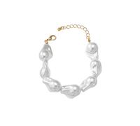 Faux Pearl Necklace Earring Bracelet Jewelry Set for Women Vintage Baroque Statement Necklace for Wedding Bride Large Pearl Choker Costume Jewelry for Party French Style Accessories (White C)