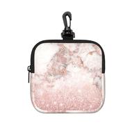 Faux Pink Rose Gold Glitter White Marble Ombre, Square Zipper Storage Bag, Neoprene Coin Purse, Small Wallets, Change Pouch, Change Purse