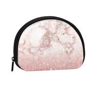 Faux Pink Rose Gold Glitter White Marble Ombre, Women's Storage Bag Shell Makeup Bag Small Coin Purse Shell Change Pouch