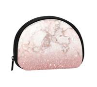 Faux Pink Rose Gold Glitter White Marble OmbreSmall Makeup Sanitary Napkin Storage Bag,Women's Cosmetic Coin Purse