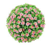 Faux Plants Outdoor, Artificial Topiary Balls, Faux Leaf Hanging Ornaments,Lifelike Hanging Boxwood Balls Fake Plants, Simulation Artificial Plant Indoor Outdoor (Pink,25cm, One Size)