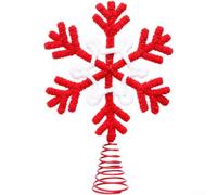 Faux Plush Snowflake Ornament Red White Holiday Tree Decoration(B)
