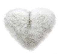 Faux Plush Throw Pillowcase, Heart Shaped Cover 40cm x 50cm with Invisible Zipper for Sofa Chair Bed Decor, Polyester Blend Soft Shaggy Case for Nursery Living Room(White-balck)