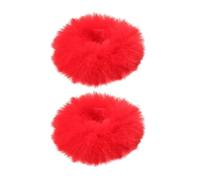Faux Rabbit Elastic Headbands - 2 Pcs Furry Hair Scrunchies, Faux Rabbit Hair Scrunchies, Cute Headbands, Elastic Ties Ponytail Holder for Women or Girls