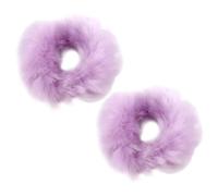 Faux Rabbit Elastic Headbands - 2 Pcs Furry Hair Scrunchies, Faux Rabbit Hair Scrunchies, Cute Headbands, Elastic Ties Ponytail Holder for Women or Girls
