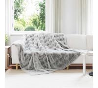 vidaXL Faux Fur Rabbit Fur Blanket Grey 220 x 240 cm Polyester Living Room Modern Luxury Faux Fur Blanket Soft Durable Polyester Cosy Winter Warmer
