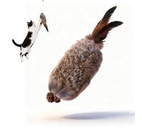 Faux Rabbit Fur Cat Toys, Fluffy Plush Cat Kicker Toy with Silvervine Gall Fruit & Feather, Soft Octopus Ball with Dangling Tails, Interactive Indoor Kitten Hunting Chase Toys (Feather Mouse)