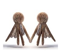 Faux Rabbit Fur Cat Toys, Fluffy Plush Cat Kicker Toy with Silvervine Gall Fruit & Feather, Soft Octopus Ball with Dangling Tails, Interactive Indoor Kitten Hunting Chase Toys (2PCS - Fluffy)