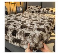 Faux Rabbit Fur Mattress Cover, Deep Pocket Fitted Sheets Set, Elastic Bedding Protector Bedspread with Pillowcase, Soft Velvet Fabric, 150x200cm